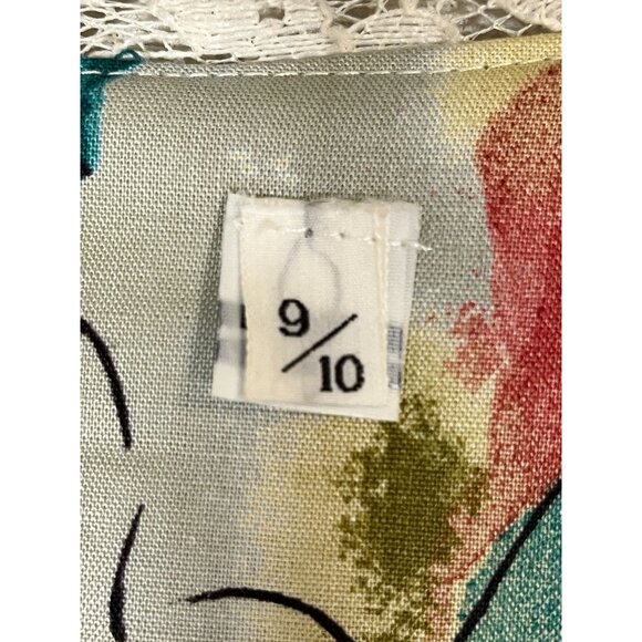 Retro Floral Midi Dress S White Colorful Prairie Mod Boho Classic Chic 70s - Picture 2 of 15